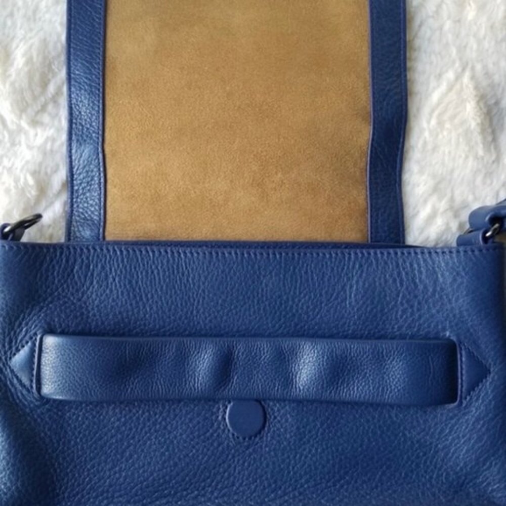 Halston Heritage Small Leather Crossbody Blue Flap Bag - Picture 7 of 10